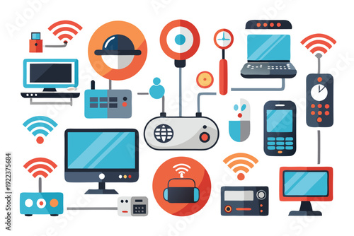 network gadget set vector on white background