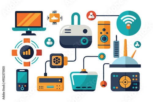 network gadget set vector on white background