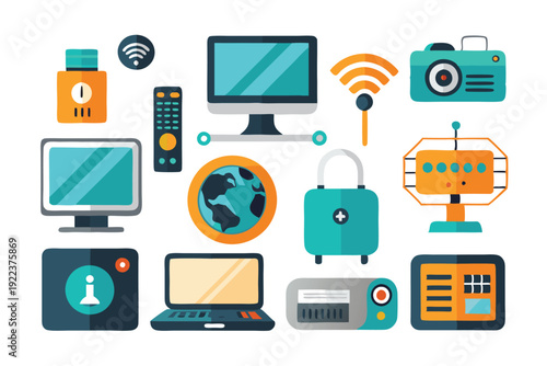 network gadget set vector on white background