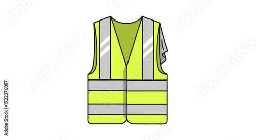 Illustrated yellow high-visibility safety vest with reflective stripes and a tattered shoulder.