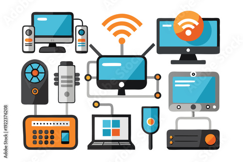 network gadget set vector on white background