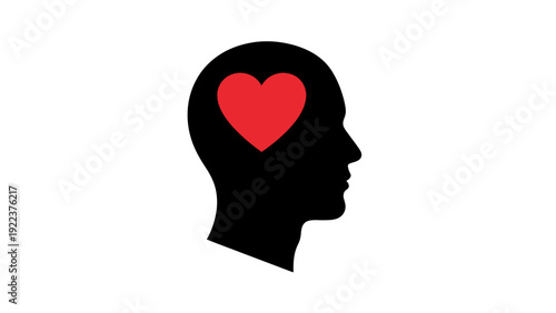 Heart in a human head silhouette.