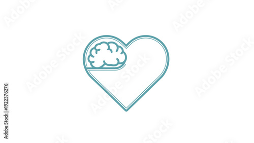 Heart with brain inside outline symbol.