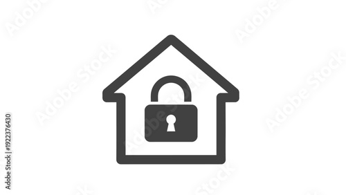 House Icon with Locked Padlock Security.
