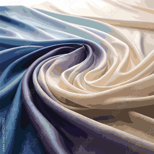 Smooth Fabric Swirl with Blue and Beige Gradient