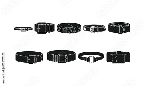 Collection of different belts for fashion and accessories