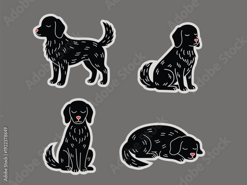 black 4 dogs illustration