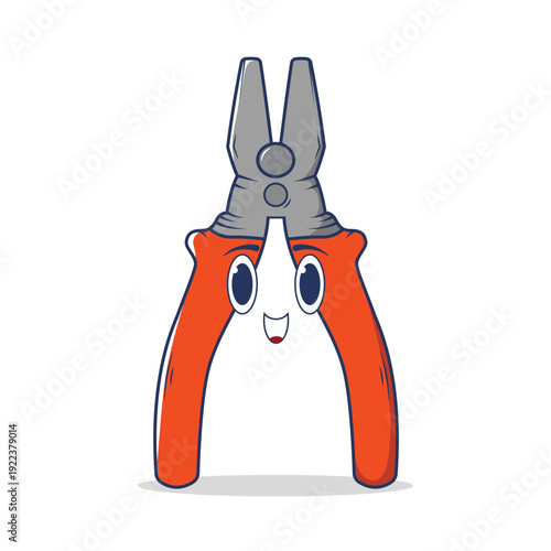 Cute Kawaii Plier Vector – Pastel Colored Flat Style Hand Tool Illustration, Hand Drawn Pliers Icon for Repair, Construction, DIY Work, Maintenance, Hardware Equipment, and Workshop Tool Design