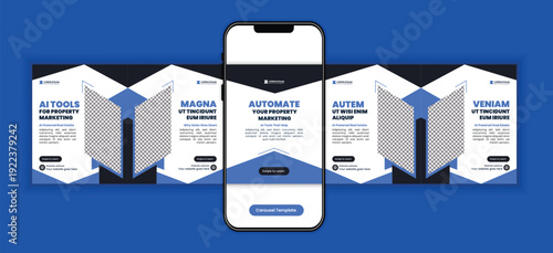 AI Tools for Real Estate Agents Carousel Template, Property Marketing Automation Social Media Post Design for Realtors Business Promotion