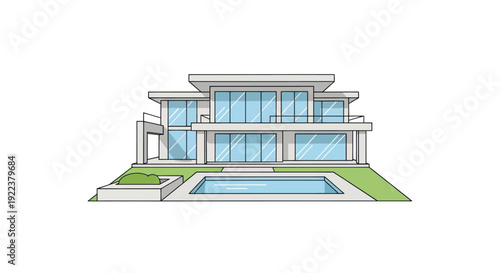 Modern Luxury Residence with Swimming Pool and Landscaped Gardens.