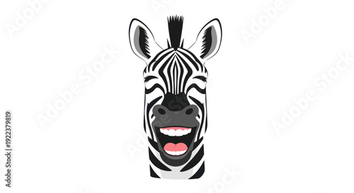 Funny Cartoon Zebra Head Laughing with Open Mouth.