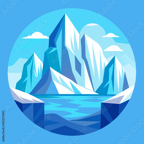 Norwegian Glaciers and Arctic Landscape Vector Art