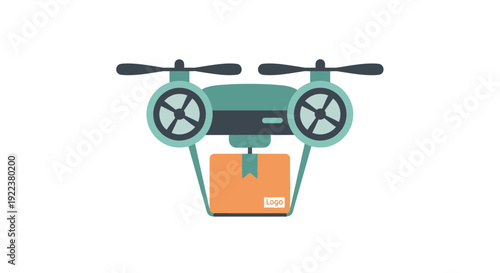 Drone with orange package attached underneath.