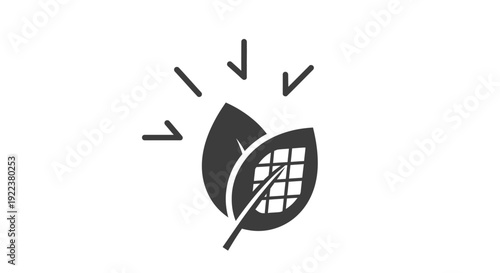 Eco friendly leaf solar panel icon.