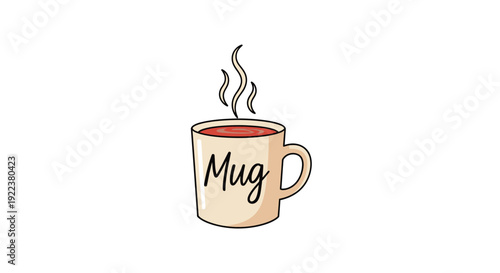 A beige coffee mug with handle.
