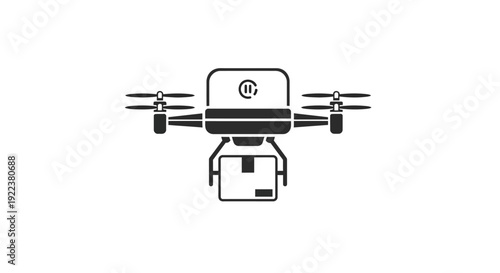 Drone with camera equipment attached bottom.