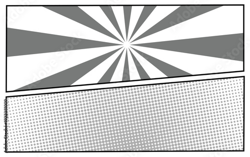 Versus comic background.  Comics book clash frames on halftone stripes background.