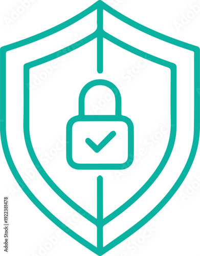 Secure protection shield with padlock and checkmark
