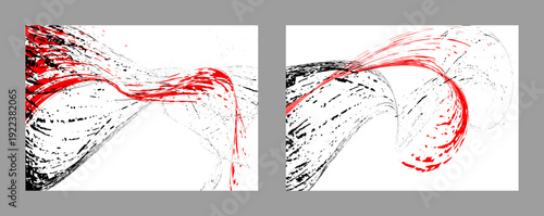 Strokes of black and red paint on a white background. Set of two templates. Graffiti element. Design template for the design of banners, posters, booklets, covers, magazines. EPS 10