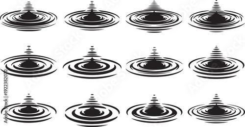Ripple Effects in Water with Concentric Circles and Drops