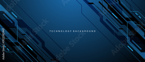 Abstract black blue circuit board technology connected lines electronics elements computer digital background vector