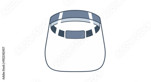 Illustration of a protective plastic face shield with an adjustable headband for safety.
