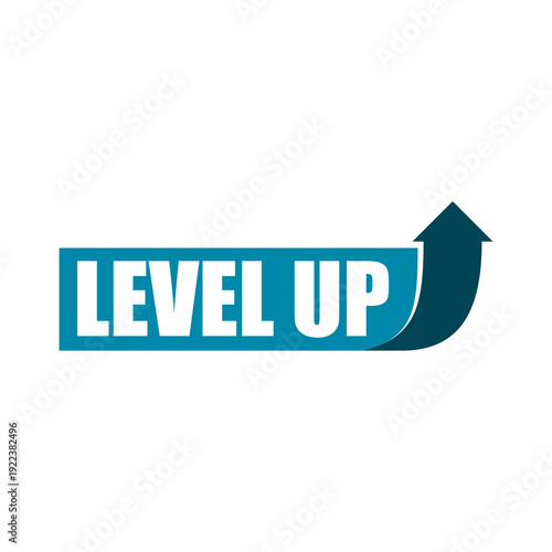 Level up with arrow icon isolated on white background