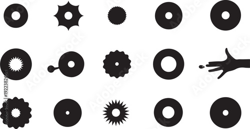 Black and white gears and cogs icon set collection