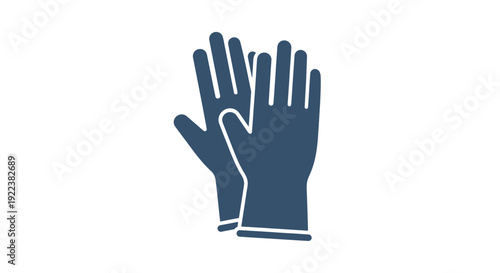 A simple flat vector icon of a pair of dark blue protective work gloves.