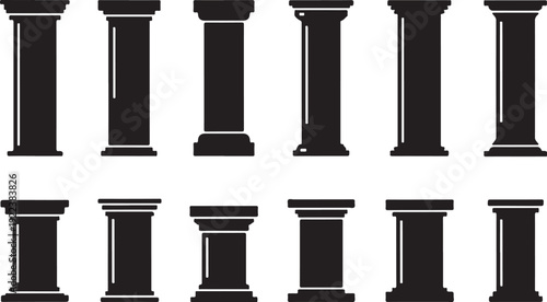Black and white illustration of columns on a background