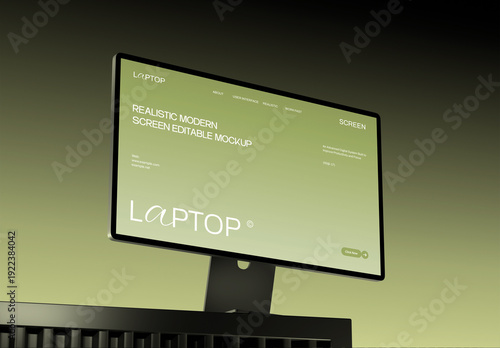 Realistic Monitor Screen Mockup Template