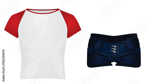 White women tight t shirt and shorts. vector illustration