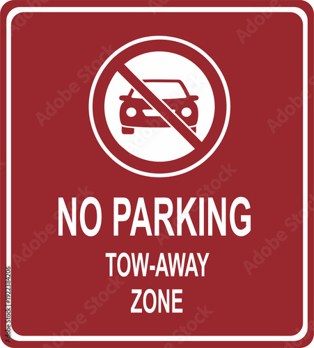 No parking sign on red