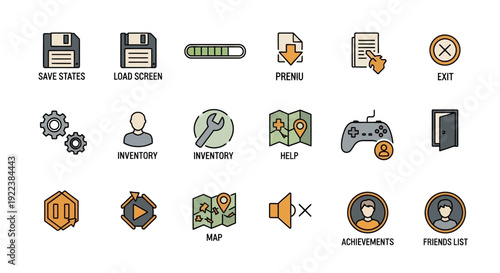 Collection of business icons and symbols.