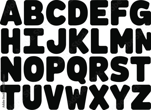 The entire English alphabet in bold black uppercase letters featuring a contemporary rounded style