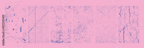 Blue Grunge Texture Set Distressed Scratch Dust Noise Dirty Background Collection vector