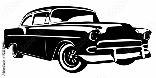 Vintage Classic 1950s Car Silhouette Illustration