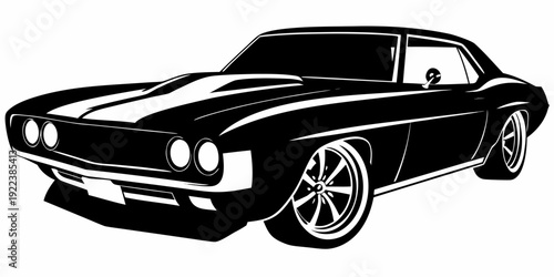 Vintage American Muscle Cars and Classic Sedan Vector Illustrations