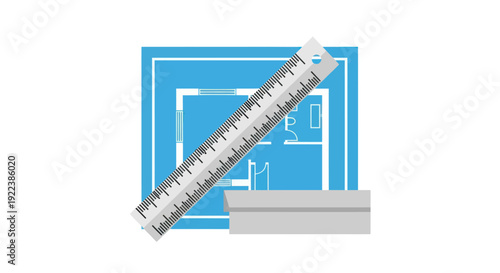 Architectural Blueprint with Ruler and Pencil for Design and Planning.
