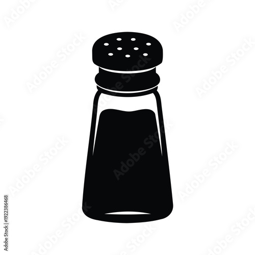 Black and white pepper shaker with holes on top, elegant silhouette vector illustration, salt shaker silhouette vector illustration