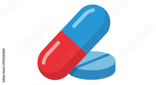 Red and Blue Pill and Round Tablet