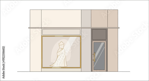 Elegant Wedding Dress Display in Boutique Window