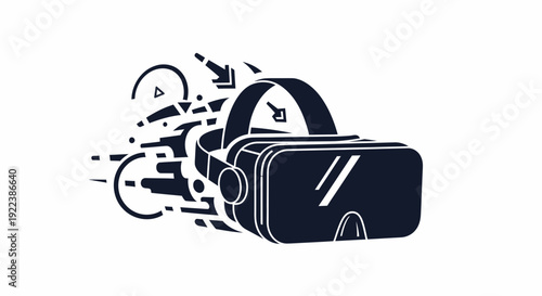 Virtual Reality Headset with Abstract Digital Motion Graphics