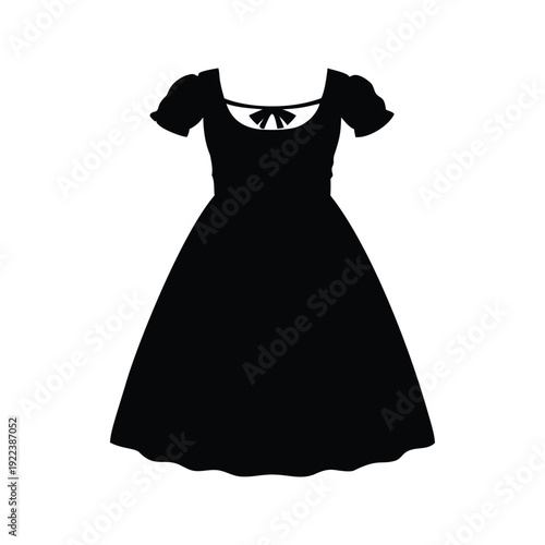 Elegant woman in a classic dress silhouette vector illustration showcasing timeless fashion design, smocked bodice dress silhouette vector illustration
