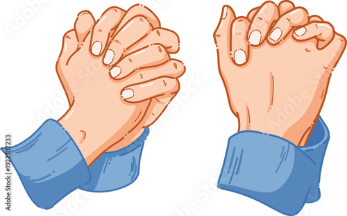 Set of Praying Hand illustration, praying hand make a wish. Suitable for religious or Spiritual themes.