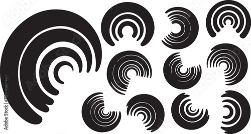 Black and white abstract shapes on white background illustration