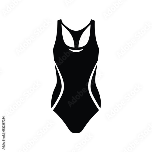 Elegant black and white swimsuit design showcasing a stylish silhouette vector illustration, sporty swimwear silhouette vector illustration
