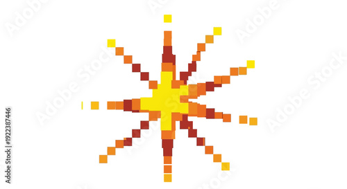 Pixel art yellow orange starburst design.