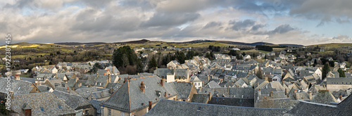 Canvastavla Laguiole village panorama in Aveyron, France
