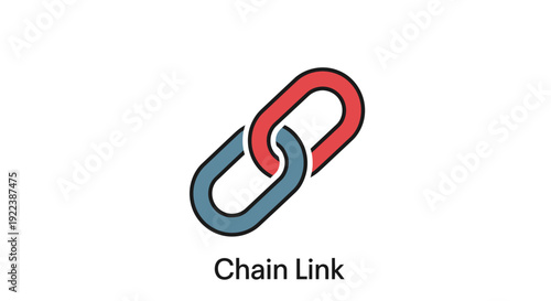 Red and blue metal chain link.